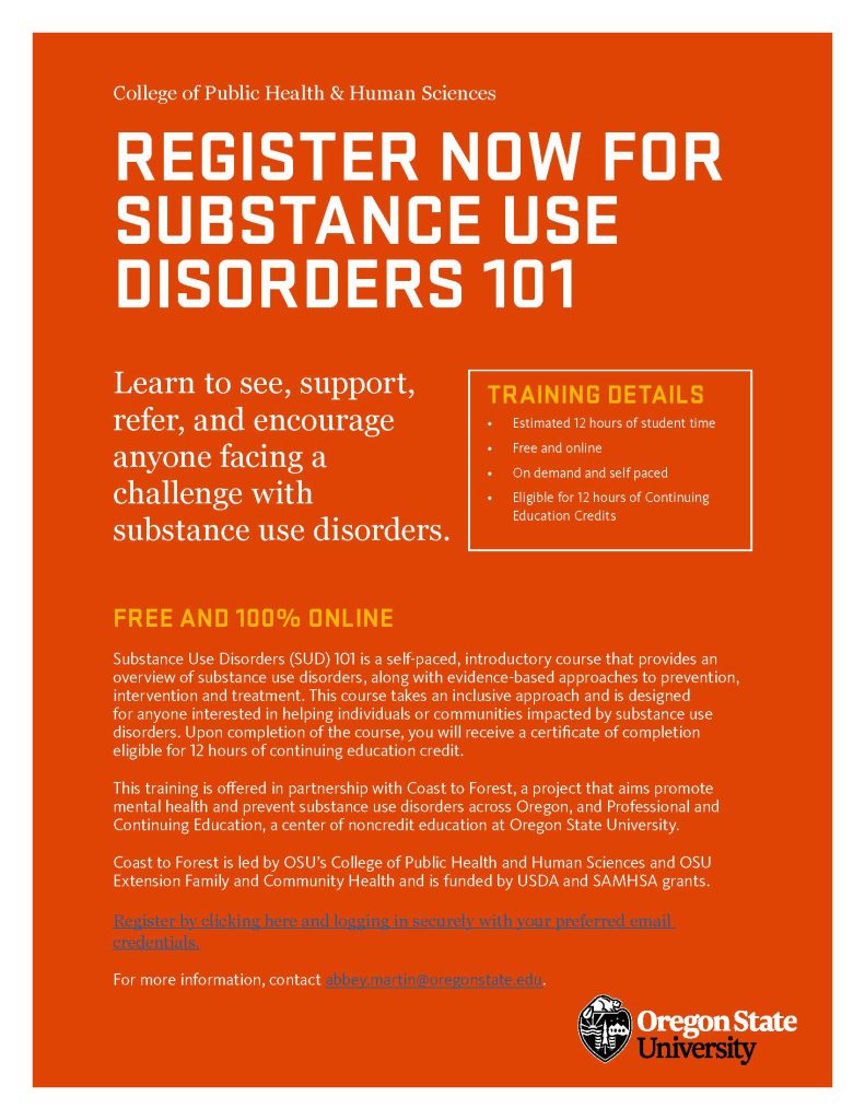 Register now for Suubstance use disorders 101